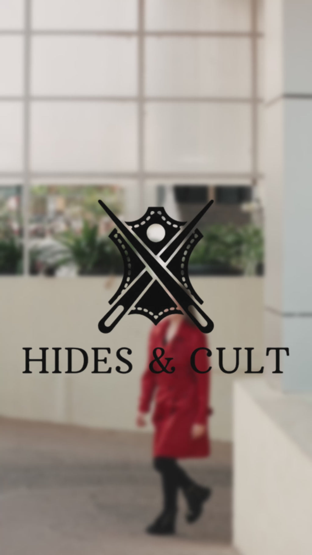 Womens Red Croc Embossed Effect Double Breasted Leather Trench Coat