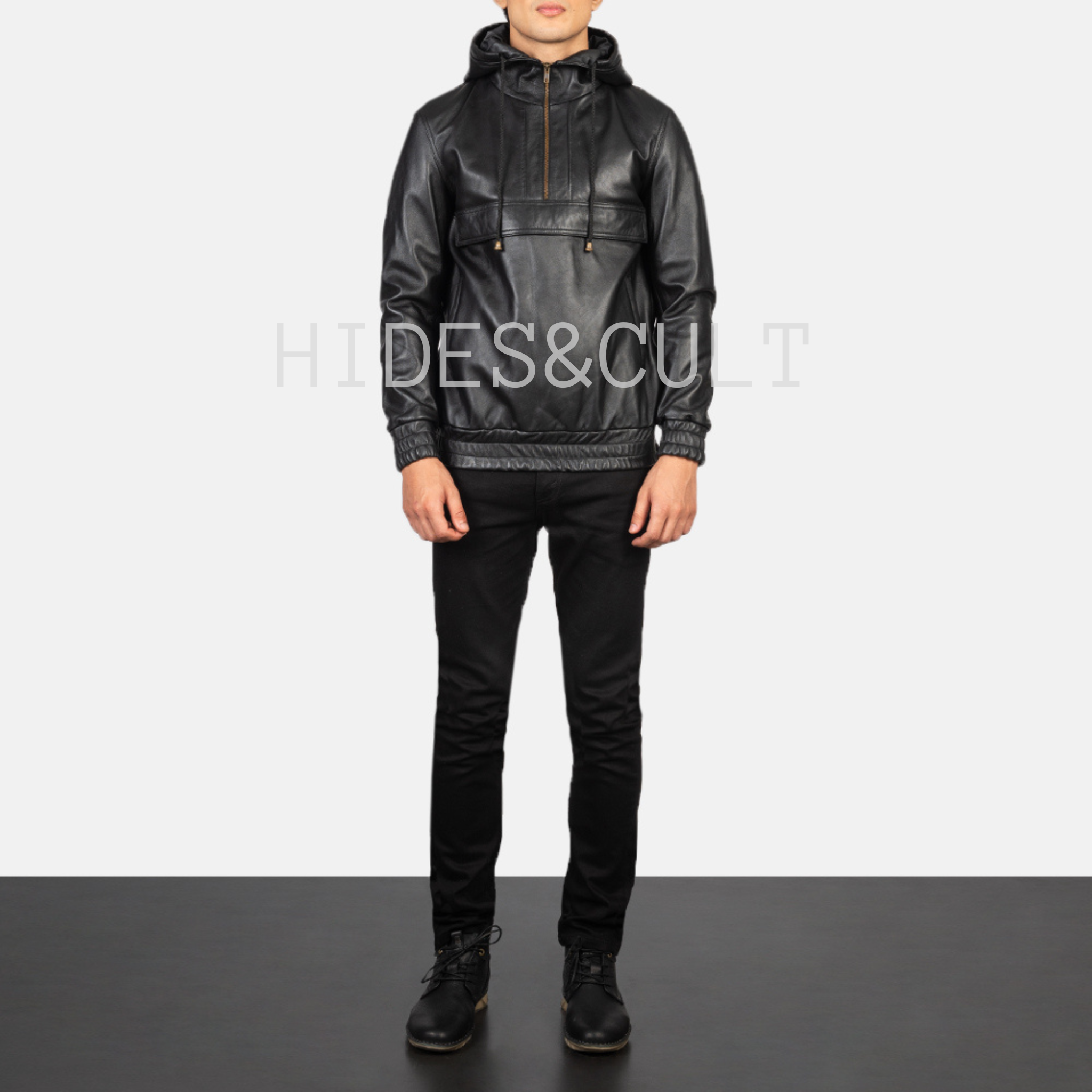 Leather pullover jacket hotsell