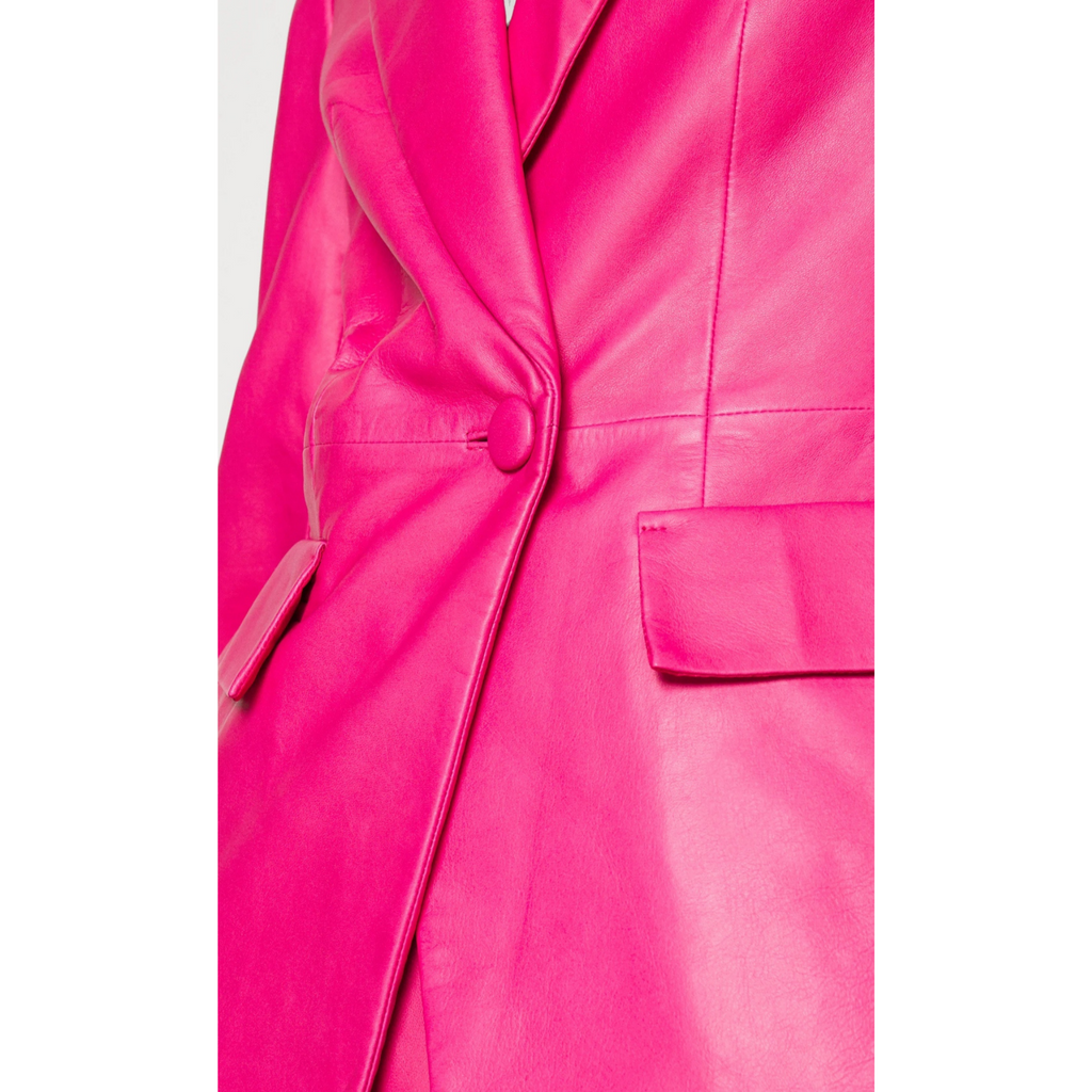 Women's Violet Purple Genuine Leather Blazer