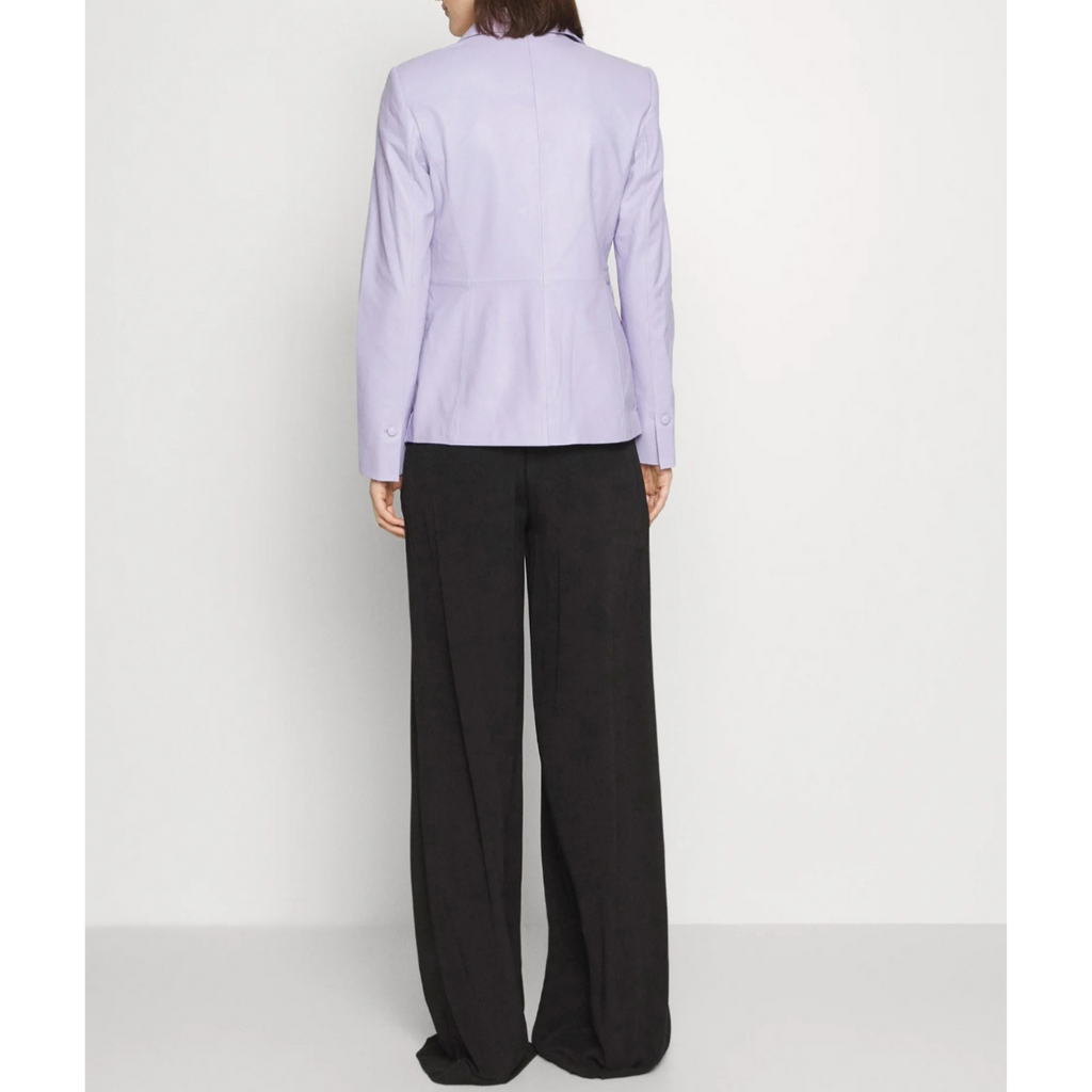 Women's Violet Purple Genuine Leather Blazer