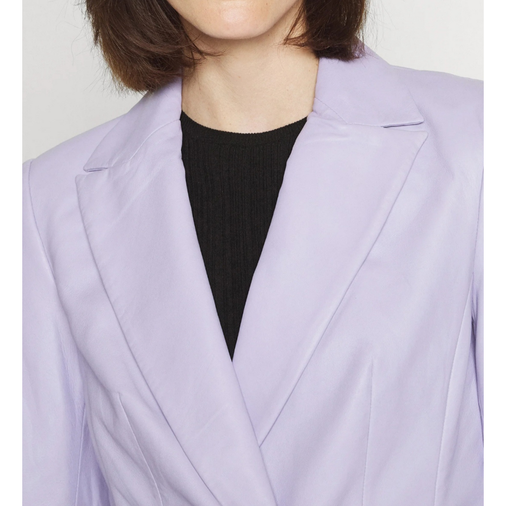 Women's Violet Purple Genuine Leather Blazer
