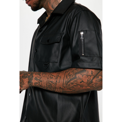 Mens Black Genuine Leather Shirt