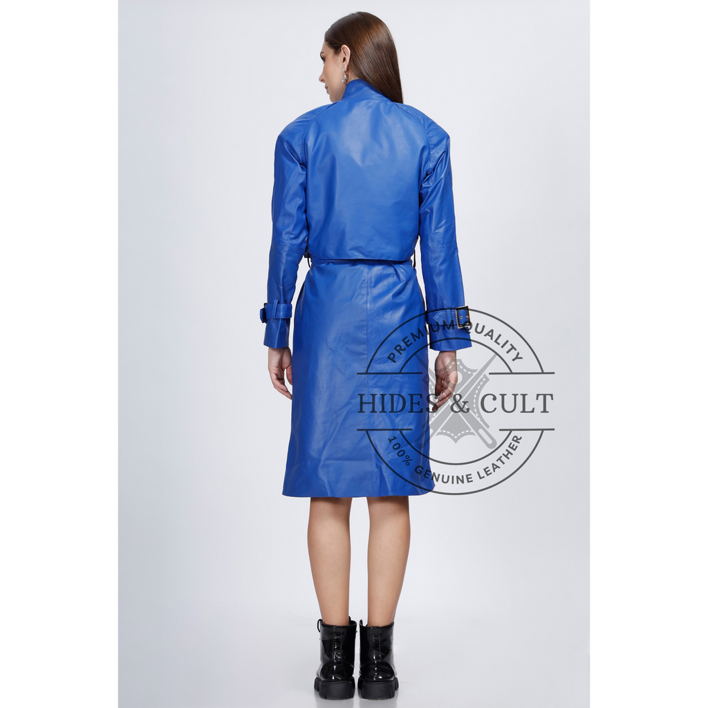 Womens Royal Blue Belted Coat