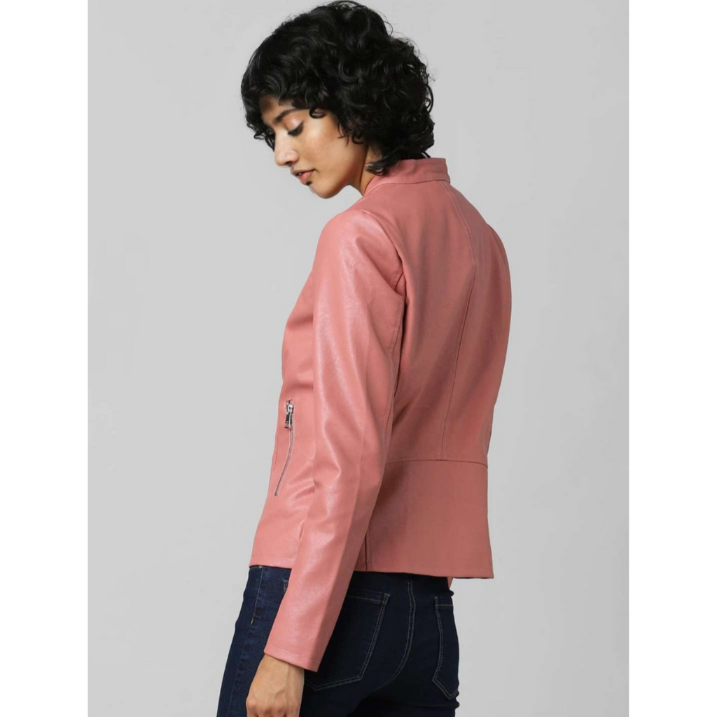 Womens Beige Off White Tailored Real Leather Jacket  also available in Rose Pink