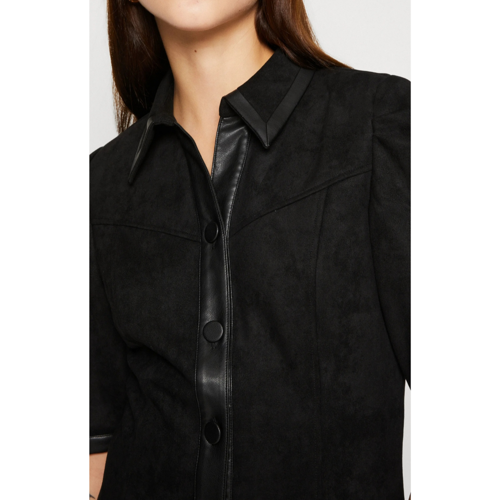 Women's Black Suede Soft Lambskin Leather Top