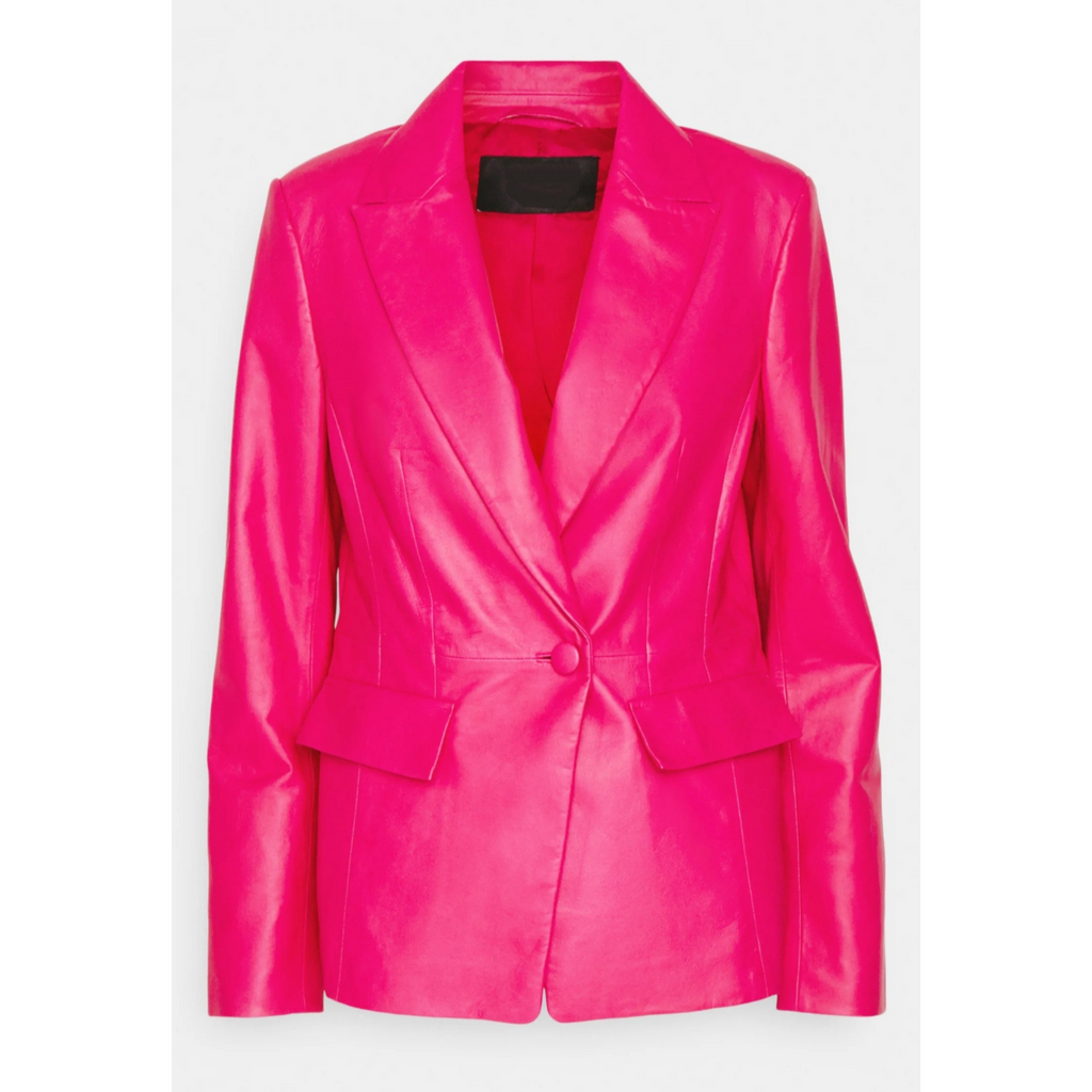 Women's Violet Purple Genuine Leather Blazer