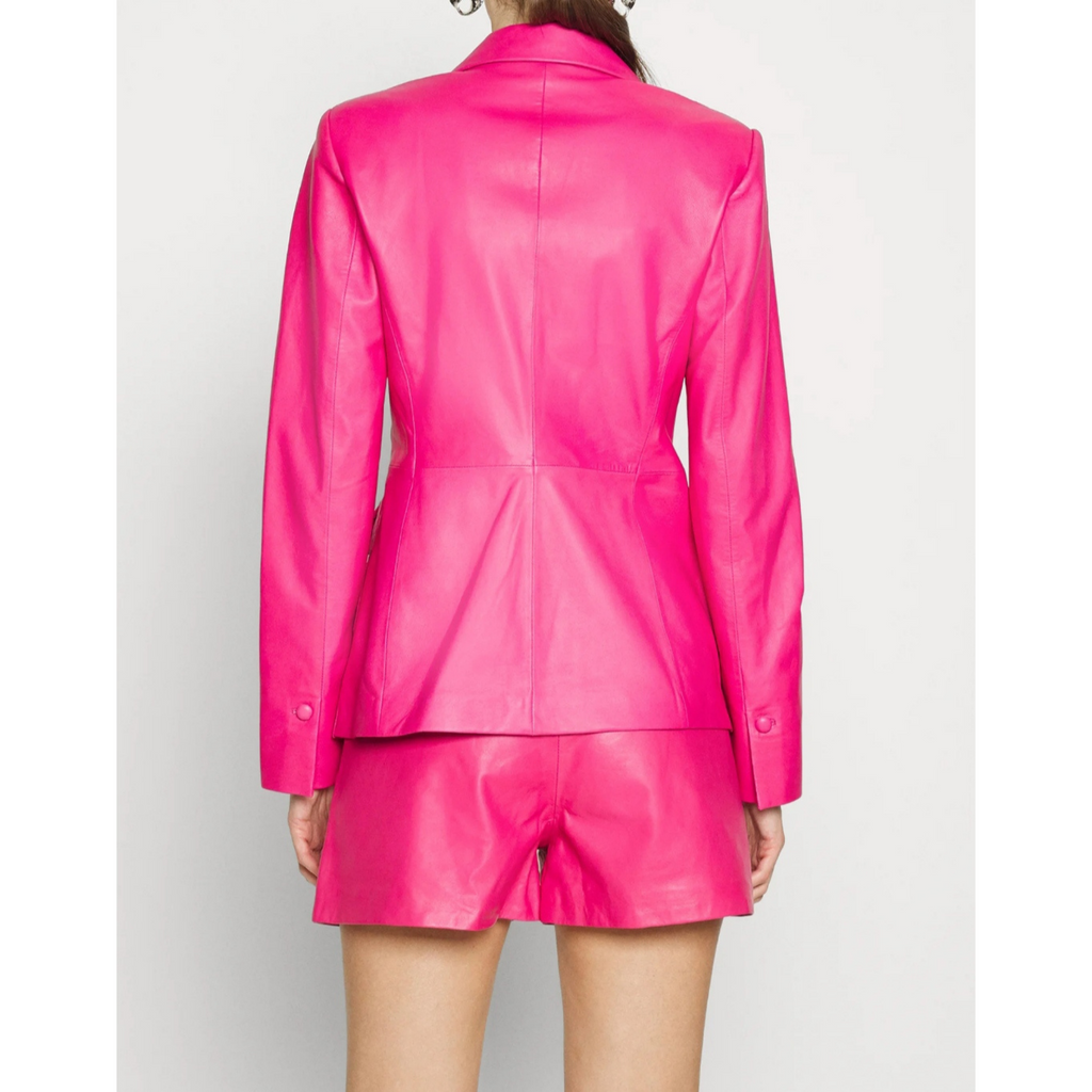 Women's Violet Purple Genuine Leather Blazer