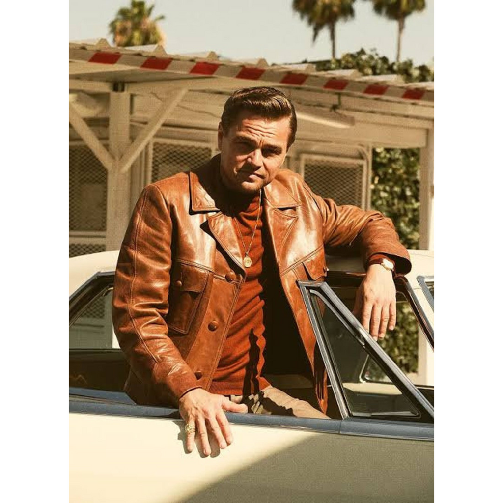 Leonardo Di Caprio Once Upon A Time In Hollywood Vintage Spanish Brown Leather Jacket