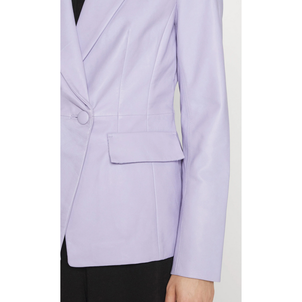 Women's Violet Purple Genuine Leather Blazer