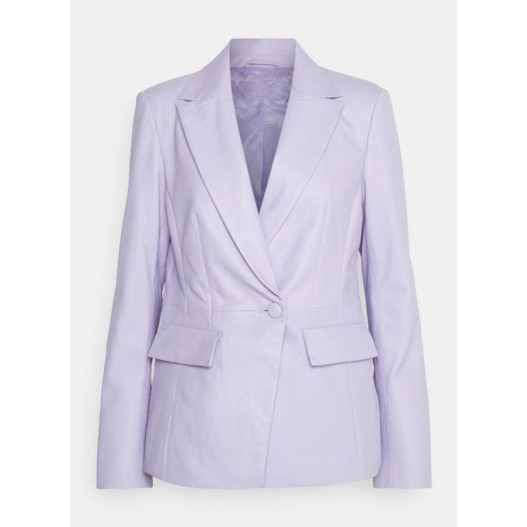Women's Violet Purple Genuine Leather Blazer