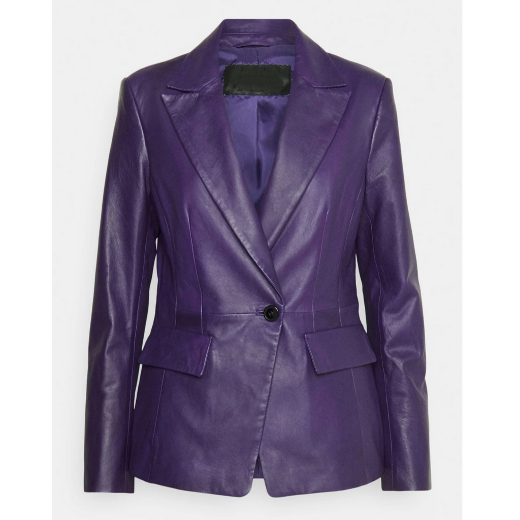 Women's Violet Purple Genuine Leather Blazer