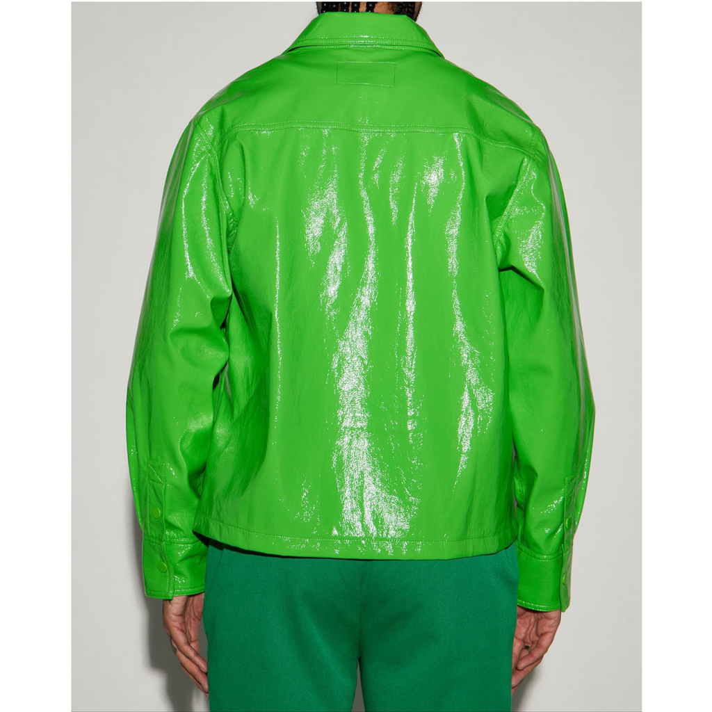 Men's Red Vinyl Effect Patent Genuine Leather Shirt - also available in Green