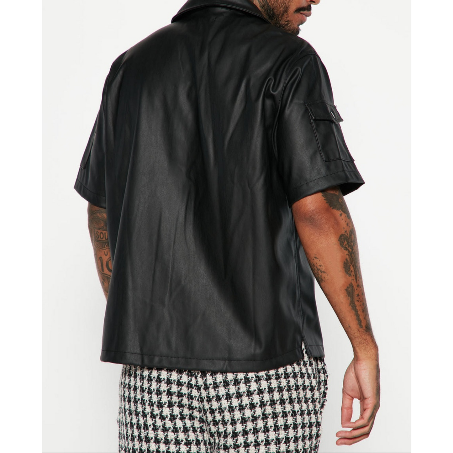 Mens Black Genuine Leather Shirt